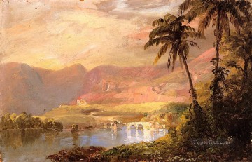 Paisaje paisaje tropical Río Hudson Iglesia Frederic Edwin Pinturas al óleo
